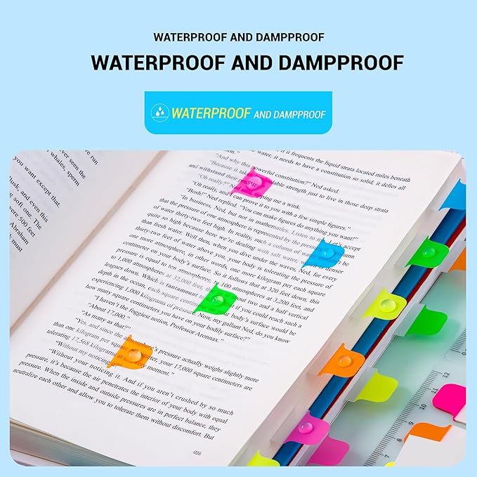 Golcellia Sticky Tabs - 600 Sheets Notebook Tabs - Sticky Flags, Index & Page Tabs - Durable Divider & Binder Tabs for Books & Bibles（6 Pcs, 5 - Color）