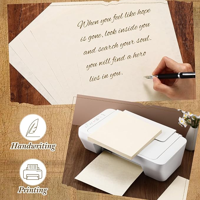 Epakh 100 Pcs Old Age Parchment Paper 8.5 x 11 Inch Standard Letter Vintage Colored Old Parchment Semblance Double Side Printing Paper (Light Gray)