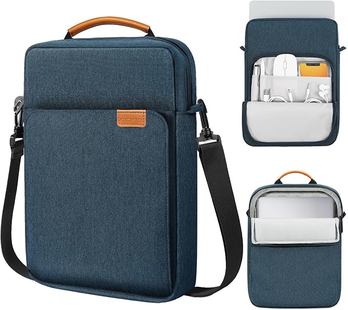 MoKo 12.9 Inch Tablet Sleeve Bag, Fits with 13 Inch New iPad Pro M4 & Air M2 2024,iPad Pro 12.9 M2&M1,Surface Laptop Go 12.4,Galaxy Tab S8+/S9+ 12.4,Handle Carrying Case with Shoulder Strap, Indigo