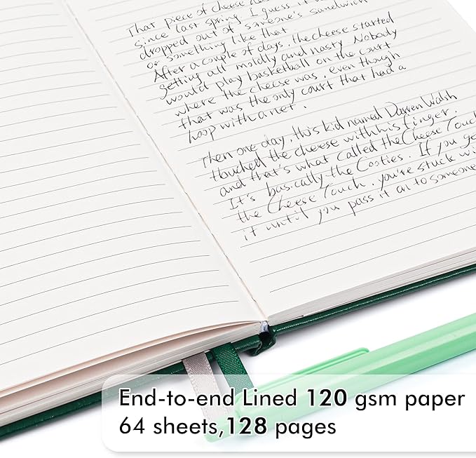 feela 3 Pack Notebooks Journals Bulk with 3 Black Pens, A5 Hardcover Notebook Classic Ruled Lined Journal Set with Pen Holder for Work Business Journaling Note Taking, 120 GSM, 5.1”x8.3”, Dark Green
