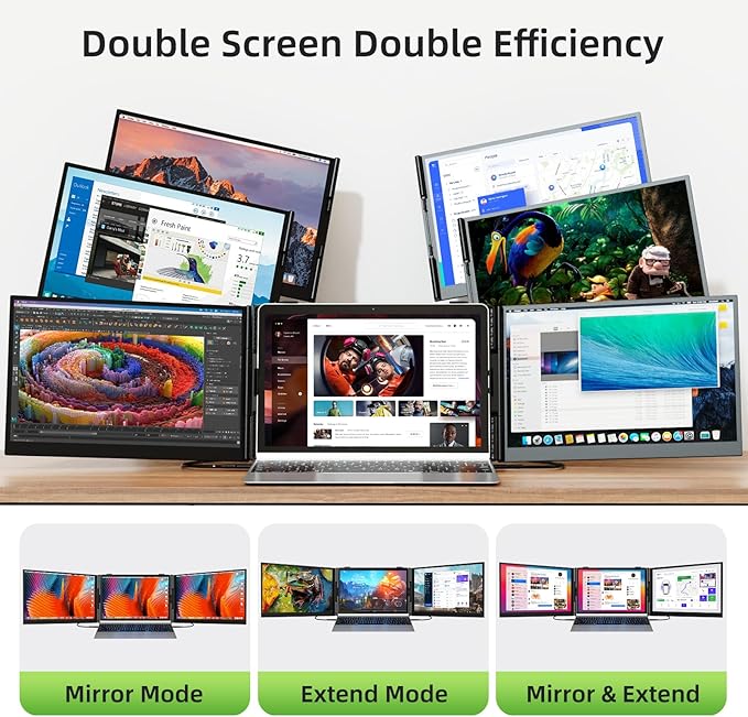Laptop Screen Extender, Ultra-Thin 15.3" FHD 1200P 16:10 Portable Monitor for Laptop, Lightweight Travel Monitor Extender Plug & Play for 14"-17.3" Laptops, Compatible with Wins/Mac/Android/Chrome