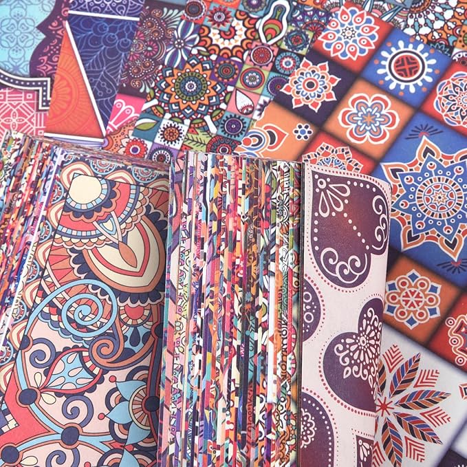Origami 6x6 Paper Kit 150 Sheets 150 Vivid Colors Double Sided Same Printed Traditional Patterns Square for Arts Crafts Projects Japan Traditional Chiyo.Bohemian