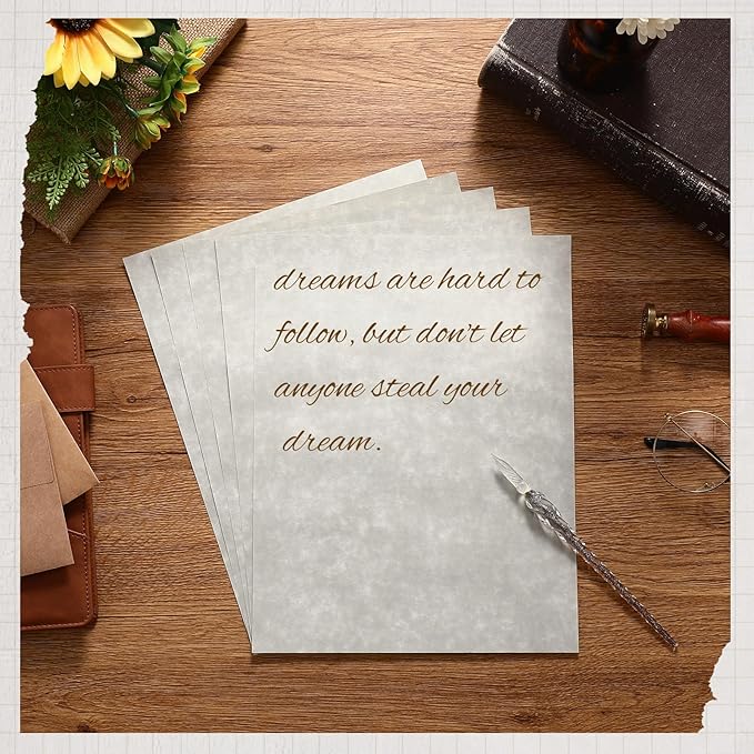 Epakh 200 Pcs Old Age Parchment Paper 8.5 x 11 Inch Standard Letter Vintage Colored Old Parchment Semblance Double Side Printing Paper (Dove Gray)