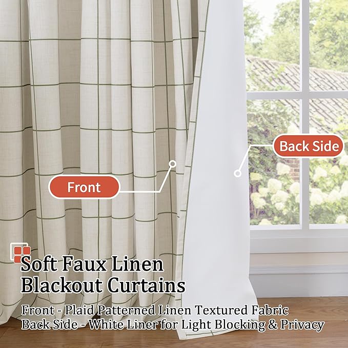 Lajode Linen Blackout Curtains for Living Room