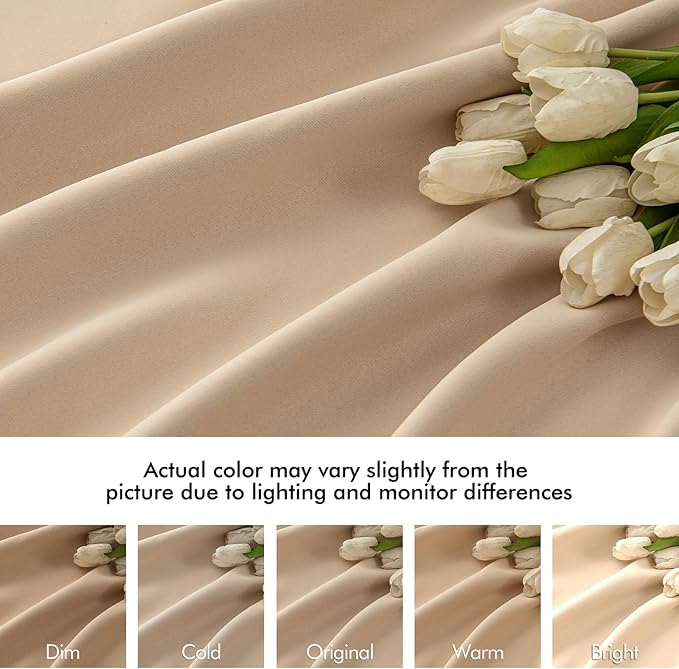 MIULEE Back Tab Beige Curtains 102 Inch Long 2 Panels Set