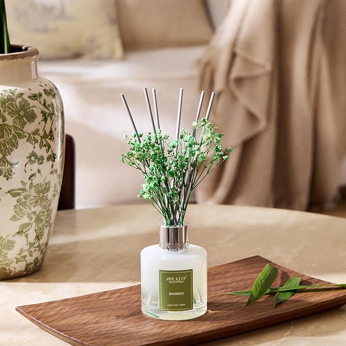 Airkeep Reed Diffuser Set - 3.38 fl oz(100ml) Bamboo Scent Diffuser Home Fragrance Diffuser Set Includes 8 Reed Diffuser Sticks,Home Decor & Office Decor, Fragrance and Gifts
