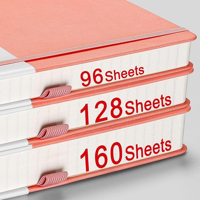 AHGXG Graph Paper Notebook - 320 Pages Grid Notebook Thick Journal A5, 100gsm Thick Graph Paper, Leather Hardcover, Inner Pocket,5.75'' × 8.38''- Pink