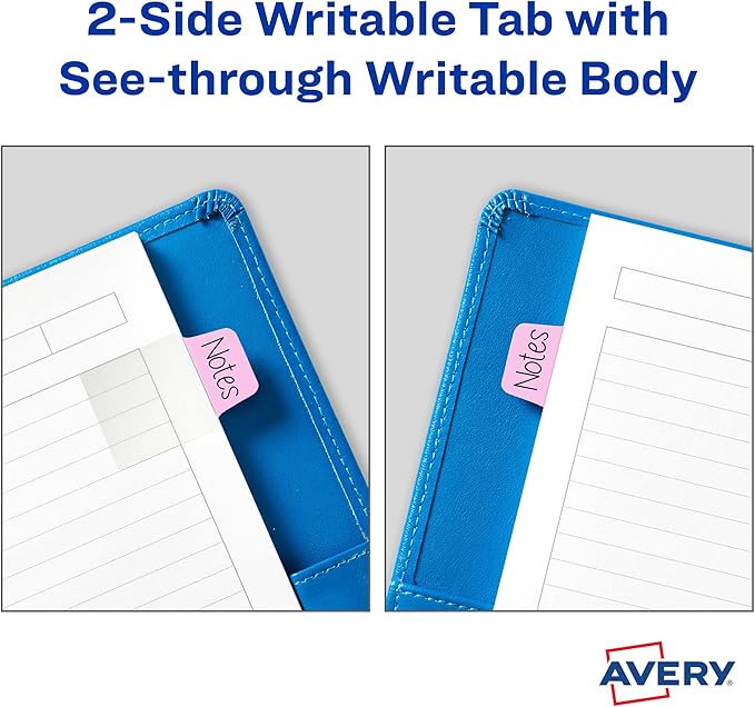 Avery Mini Ultra Tabs, 1" x 1.5", 2-Side Writable, Pastel Colors, 40 Repositionable Tabs, 72 Packs (74761)