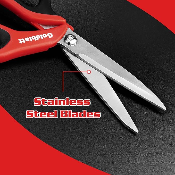 Goldblatt 2PCS Heavy Duty Scissors, Multipurpose Shop Scissors with Stainless Steel Blade and Comfortable Handle, Easy Cutting Cardboard, Wires, Leather, Fabric