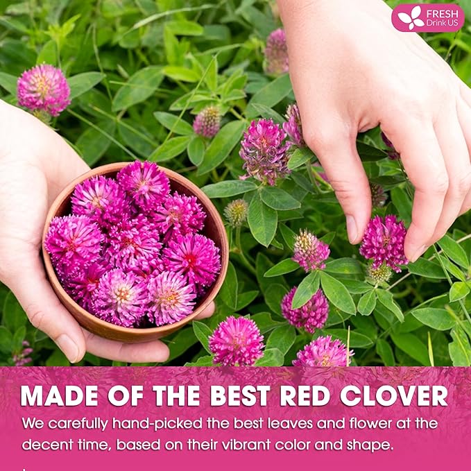 FreshDrinkUS, Premium Red Clover Herbal Tea– 55 Tea Bags – Pure – Naturally Smooth & Mild Flavor – Premium Quality, Eco-Conscious Packaging. Caffeine-Free. Gluten Free. Vegan