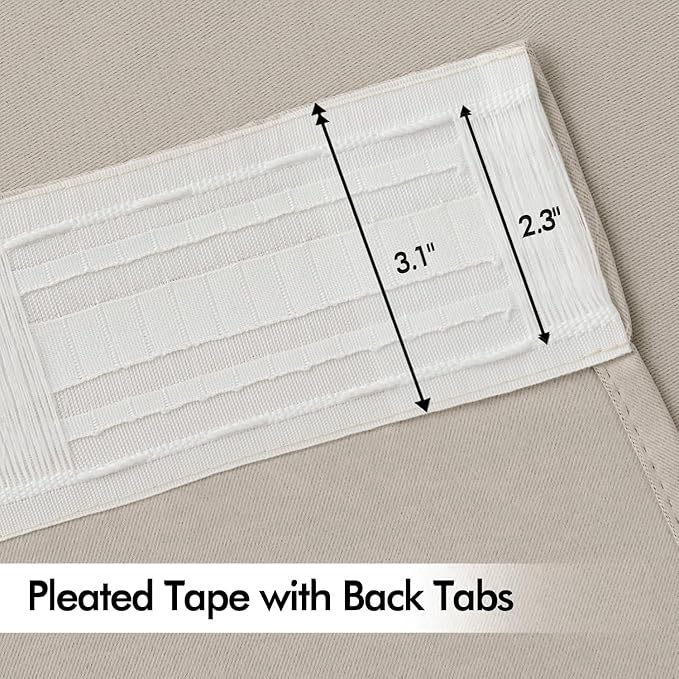 MIULEE Natural Back Tab Blackout Curtains 63 Inch Length 2 Panels Set