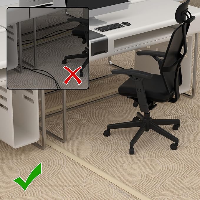 ZhiYo 6ft Cord Hider Floor, Soft PVC Cord Covers for Wires on Floor, Wire Cover to Hide Extension Cords, Cable Cover Protect Cords & Prevent Trips, Cable Cavity: W0.6in x H0.32in, Ivory