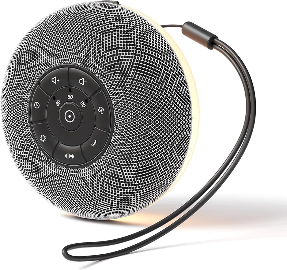 Portable Sound Machine, Long Battery with Loud Bluetooth Speaker, 39 Special Soothing Sounds, White Noise Sound Machine for Sleeping