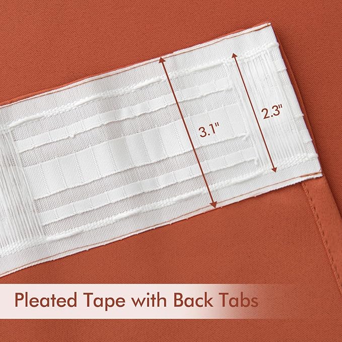 MIULEE Back Tab Burnt Orange Blackout Curtains 120 Inch Long 2 Panels Set