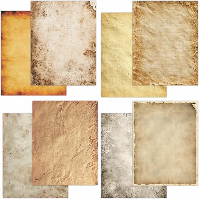 PARTH IMPEX 56 Sheets Vintage Writing Paper 8.5x11 - Letter Size Stationery Rustic Old Looking Letterhead Printer Paper - 120gsm Thick Decorative Antique Aged Double-sided Design