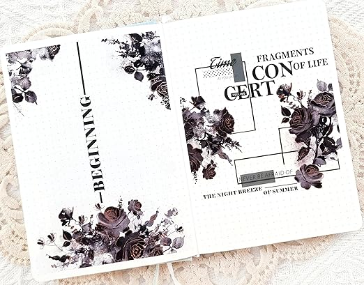 WT Rose Noir Wide Washi Tape Gilded, Single Roll, Original Designs, Black Flower Gold Foil Decors, Journal Scrapbook Bujo Planner DIY Crafts Supplies Gifts, Vintage Floral Adhesive Tape