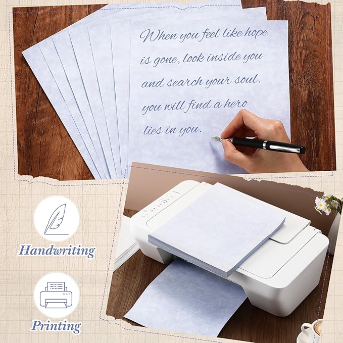 Epakh 150 Pcs Old Age Parchment Paper 8.5 x 11 Inch Standard Letter Vintage Colored Old Parchment Semblance Double Side Printing Paper (Blue)
