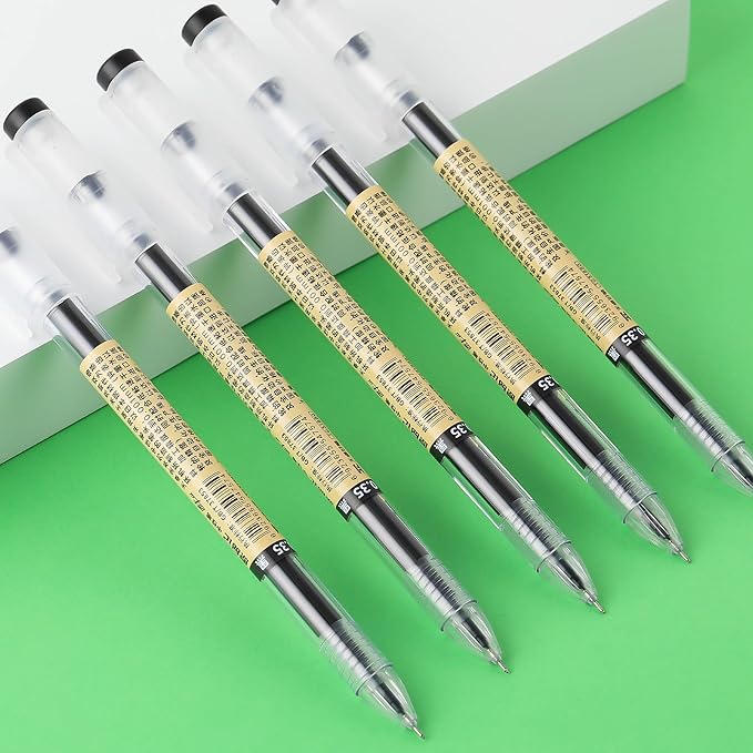RIANCY Black Gel Ink Pens, 0.35mm Extra Fine Point Tip Smooth Writing Rollerball Pens, Japanese Style No Smudge Ballpoint Pen, Quick Drying for Journaling Office School Stationery Supplies 24pcs