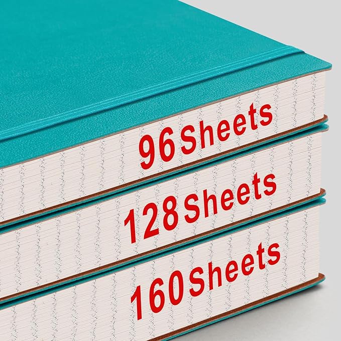 AHGXG Graph Paper Notebook - Grid Paper Notebook Large A4 8.5''×11'', 320 Pages Thick Journal, 100gsm Thick Graph Paper, Leather Softcover, Inner Pocket - Cyan