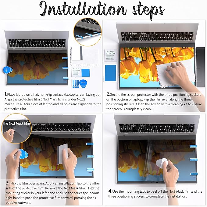 360° Privacy Screen for Laptop 16 Inch 16:10, 4 Way Computer Monitor Privacy Shield, Anti Glare Blue Light Filter Compatible with Lenovo Hp Dell Acer Asus Thinkpad Envy Xps