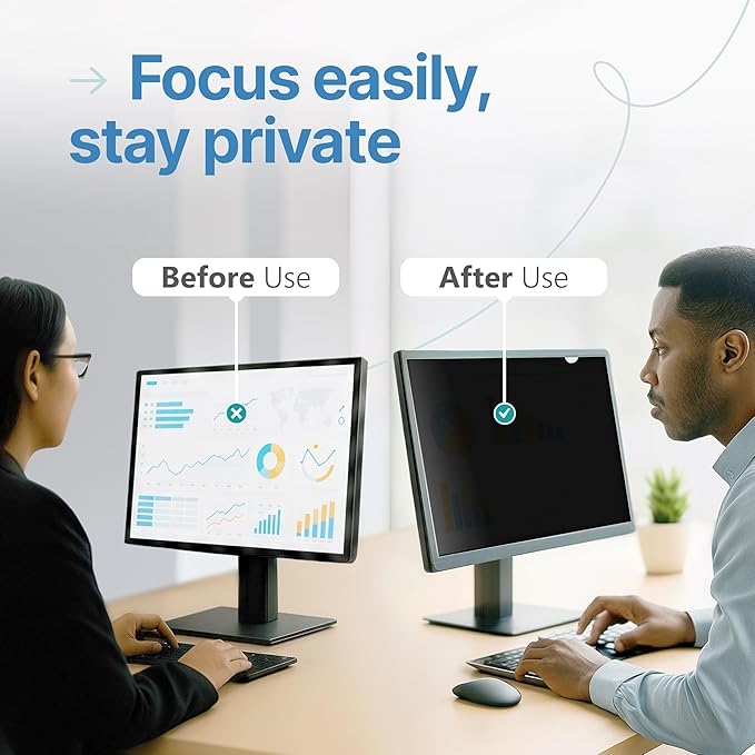 VINTEZ 30 Inch 16:10 Privacy Screen for Computer Monitor and Laptop - Anti Glare Protector Film Blue Light Filter Eye Protection - Computer Screen Privacy Shield, [1 Pack]
