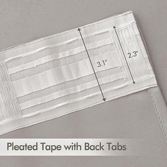 MIULEE Stone Back Tab Blackout Curtains 90 Inches Long 2 Panels Set