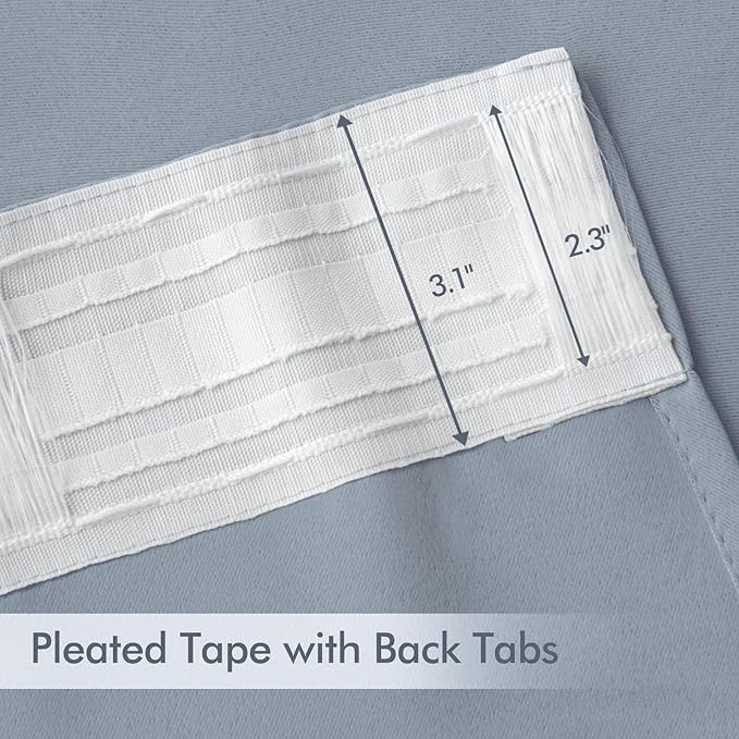 MIULEE Light Blue Back Tab Blackout Curtains 90 Inches Long 2 Panels Set