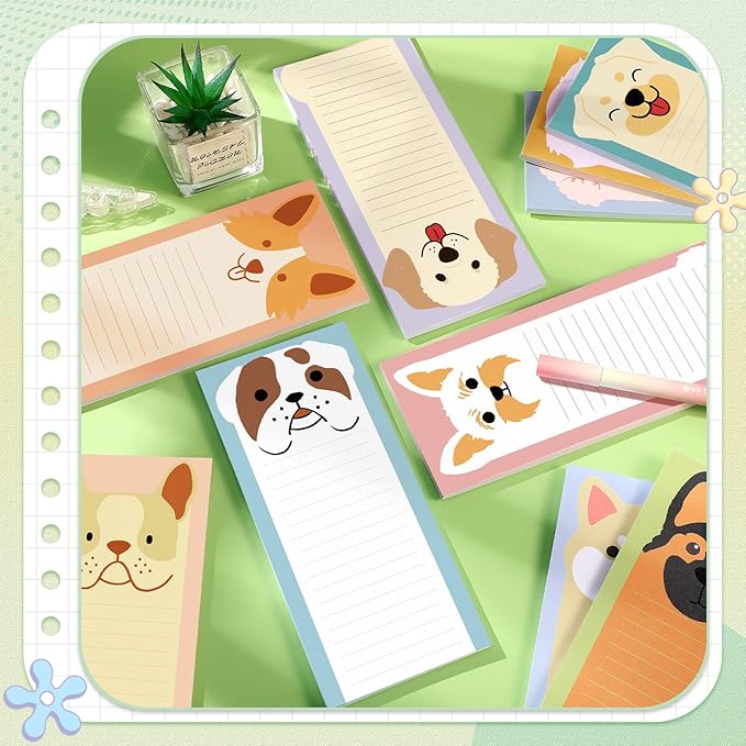 Censen 10 Pack 500 Sheets To Do List Notes Daily Checklist Notepads with 50 Sheets Each Undated Color Memo Pad Block Shopping List Pad Weekly Plan Notepad Organizer Planners(Dog Pattern,Lined)