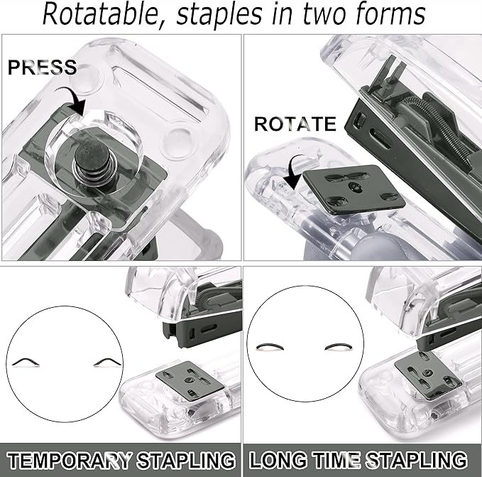Office Desk Accessories, Acrylic Stapler, Staple Remover, Tape Holder, Pen Holder, Ballpoint Pen, Scissor, Binder Clips, 1000pcs Staples, Phone Holder, Ruler, Transparent Glue and 300 Notes