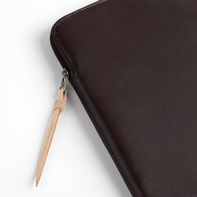 Comfyable Slim Laptop Sleeve Compatible with 13 Inch MacBook Air 13 in M4 M3 M2 M1, 13" MacBook Pro, PU Leather Bag Water-Resistant Cover Case, Chocolate