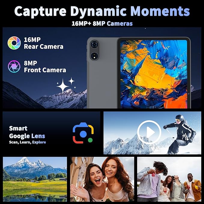 2025 12 Inch Tablet, Android 15 Tablets with Keyboard, 24GB+256GB+2TB Expand, 2K Display, Tablet PC with 5G WiFi, Octa-Core, 8000mAh, BT5.0, GMS, GPS, 2 in 1 Tablets with Case, Mouse, Stylus(Black)