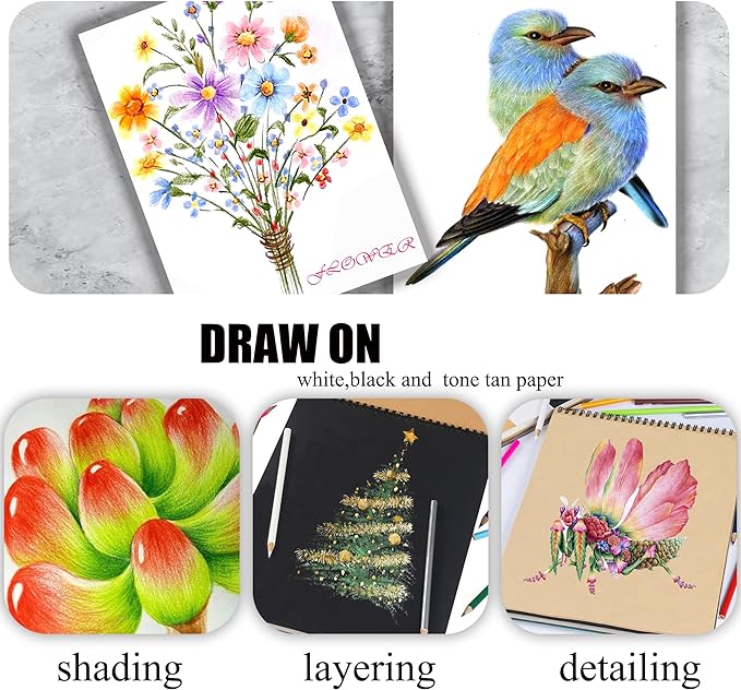 KALOUR Premium Colored Pencils,Set of 120 Colors,Artists Soft Core with Vibrant Color,Ideal for Drawing Sketching Shading,Coloring Pencils for Adults Beginners