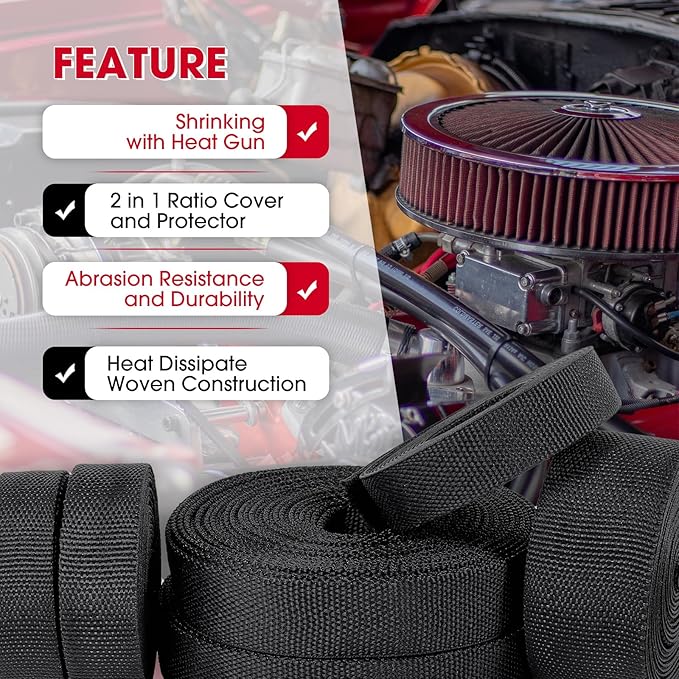 2 in 1 Heat Shrink Braided Sleeving Fabric Tubing-Ideal fit Irregular Shape Hose/Cable/Wire (3/4"(19mm), 45FT)