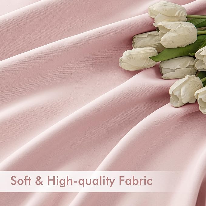 MIULEE Baby Pink Back Tab Blackout Curtains 102 Inch Long 2 Panels Set