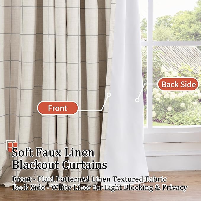 Lajode Grey Linen Blackout Curtains