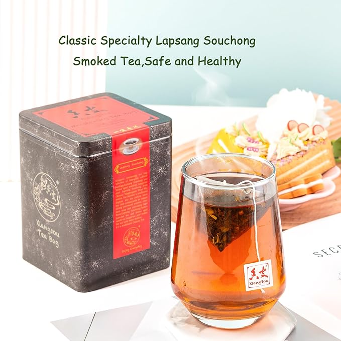 Xiangsou Moistening Tea,Lapsang Souchong Tea,Chinese Classical Smoked Black Tea with 30 Tea Bags,Strong Flower Fragrance With a Smoky Taste