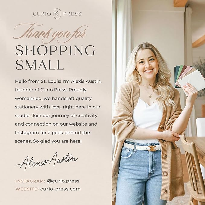 Curio Press Personalized Stationery for Women & Men-Folded Thank You Cards with Custom Notecards, Personalized Note Cards with Envelopes, Name & Initials Monogrammed, Custom Stationery -Vine Mono Fold