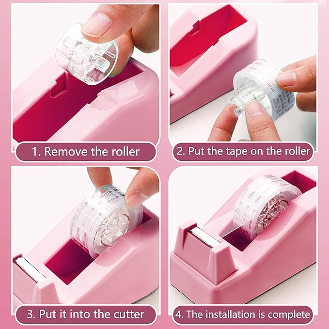 Pink Office Supplies, Pink Desk Accessories, Stapler, Staple Remover, Tape Holder, Pen Holder, Ballpoint Pen, Scissor, Binder Clips, 1000pcs Staples, Phone Holder, Ruler, Transparent Glue and Notes