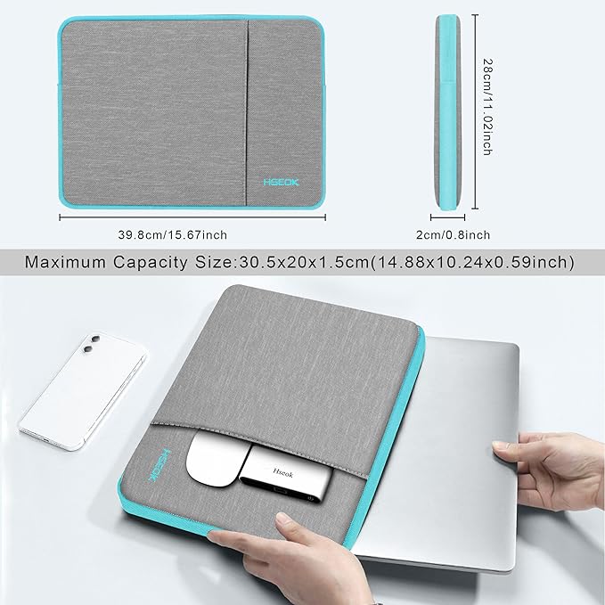 Hseok Laptop Case 15.6 Inch Sleeve, Shockproof Protective Water Repellent with Accessory Pocket,Compatible with Mac Pro 16 inch 2025-2019, Sleeve Bag for Most 15 15.6 16 Notebooks,L02G02