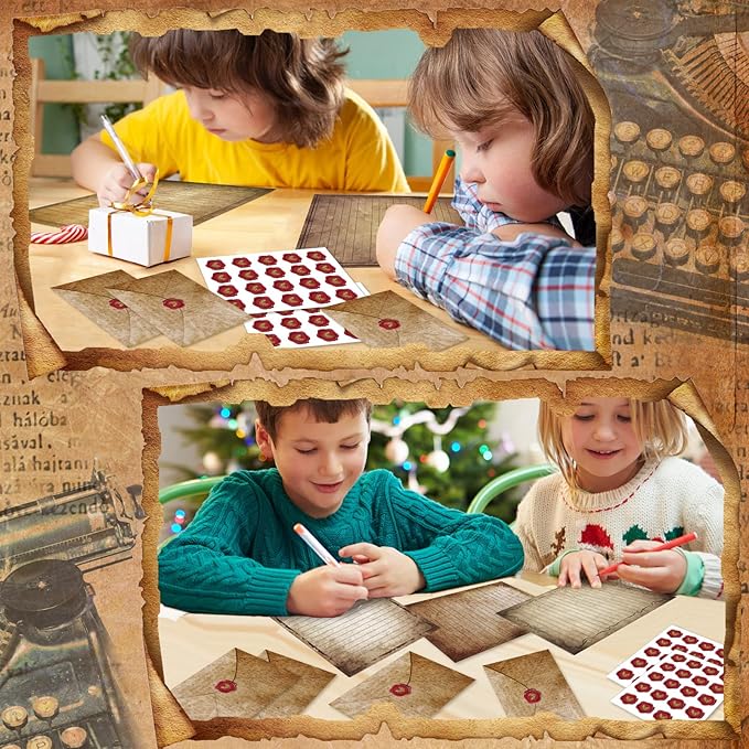 TaoBary 160 Pcs Stationery Paper Set 50 Double Sided Stationery Papers with 50 Matching Envelopes and 60 Round Dot Sticker, 10 Design(Vintage Antique,5.5 x 8.25 Inch)