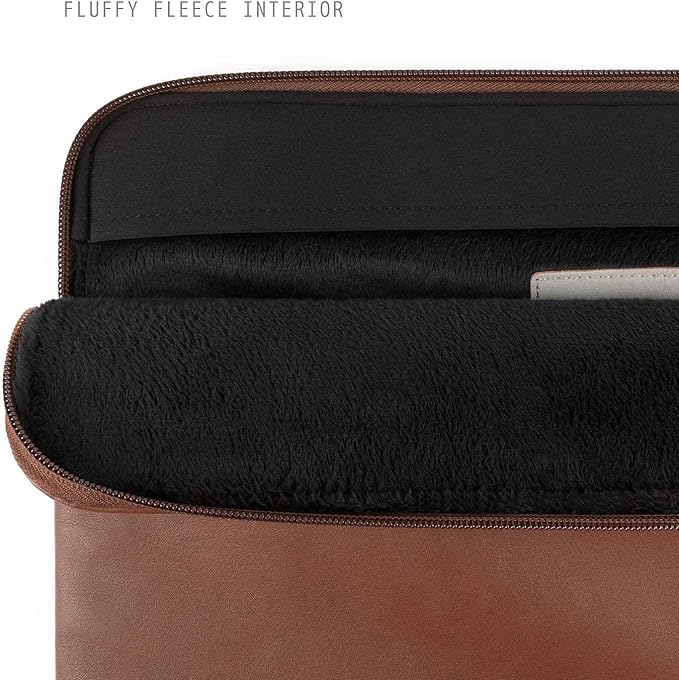 Comfyable Slim Protective Laptop Sleeve 15 Inch 14 Inch, PU Leather Bag Compatible with 15" MacBook Air (Snug Fit) M4 2025 & 14" MacBook Pro M4 (Loose Fit), Computer Case for Mac, Brown