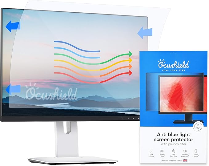 Ocushield 23.6” Premium Anti Blue Light Screen Protector with Privacy Filter for Laptops and Computer Monitors - Anti-Glare - Easy Install - Anti-Fatigue (522 x 294 mm)