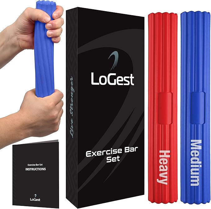 Logest Twist Hand Exerciser Bars for Physical Therapy - Relieves Tendonitis Pain & Improve Grip Strength - Tennis Elbow, Golfer's Elbow, Tendonitis, Wrist, Forearms Pain Relief Hand Therapy Bar