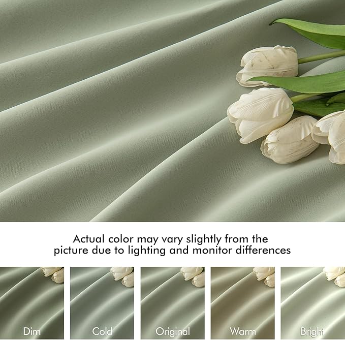 MIULEE Back Tab Sage Green Curtains 120 Inch Long 2 Panels Set