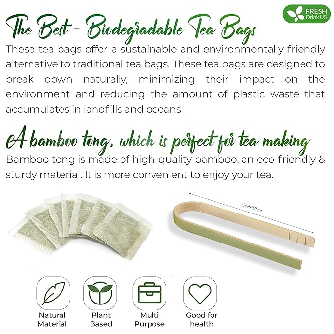 FreshDrinkUS, Premium 120 Horsetail Leaf Tea Bags, 100% Natural & Pure from Horsetail Loose Leaves Herbal Tea. Made with Natural Material Tea Bags. No Sugar, No Caffeine, No Gluten, Vegan.