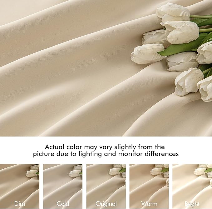 MIULEE Back Tab Cream Beige Curtains 84 Inch Length 2 Panels Set