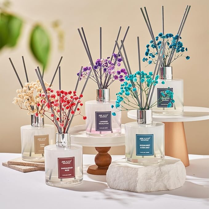 Airkeep Reed Diffuser Set/Clean Linen/6.76 fl oz(200ml)/1 Pack/Home & Office Decor Aromatherapy Diffuser Oil Gift Set