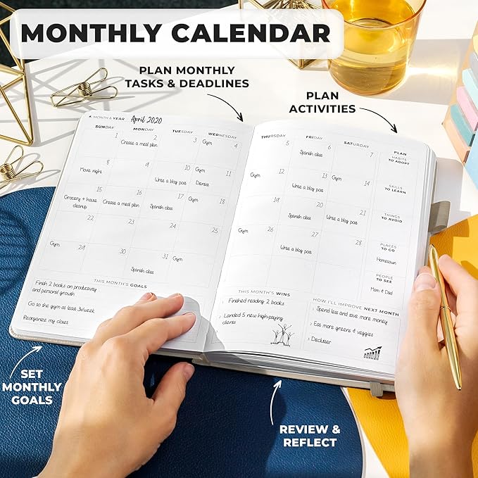Clever Fox Planner Premium Edition – Undated Luxurious Weekly & Monthly Planner to Increase Productivity and Hit Your Goals – Organizer – Start Anytime, A5, Lasts 1 Year, Pearl (Weekly)