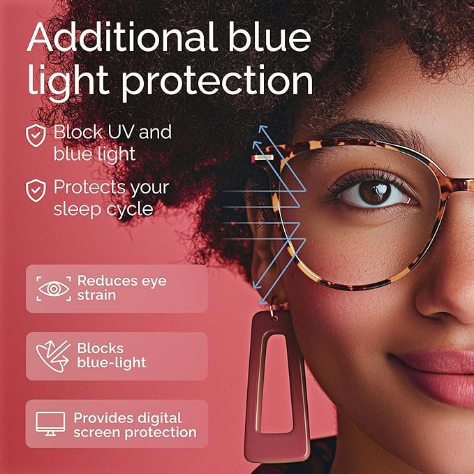 Gaoye Blue Light Blocking Glasses - Trending Round TR90 Frames, Metal Arms, UV400 Protection - Matching Soft Case