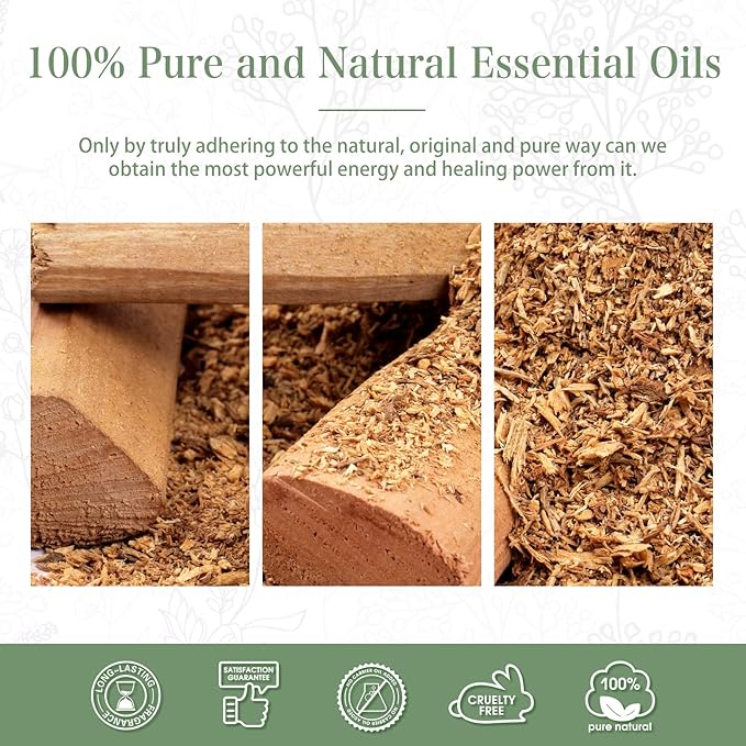 Sandalwood Essential Oil, 1.01Fl.Oz (30ML) PHATOIL Pure Essential Oil Singles for Aromatherapy Diffusers, Humidifiers, Great for DIY Candle and Soap Making, Gift for Friend